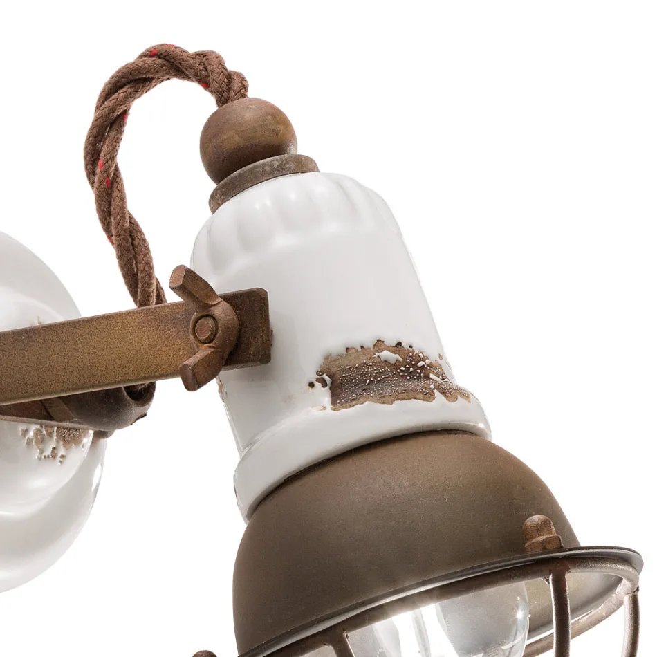 Applique Spotlight Industrial Style Handcrafted in Iron and Ceramic - Loft Viadurini