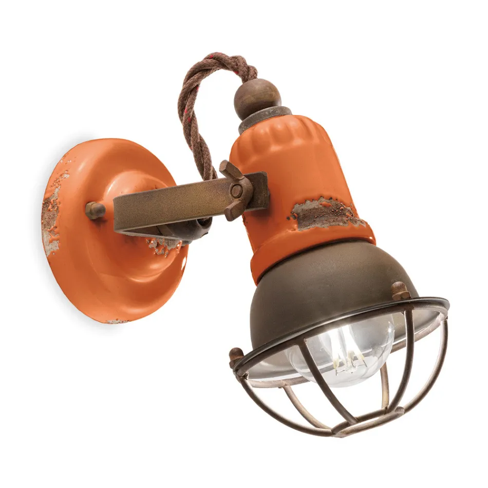Applique Spotlight Industrial Style Handcrafted in Iron and Ceramic - Loft Viadurini