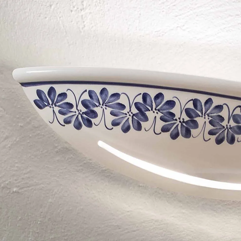 Artisan Ceramic Wall Lamp and Hand Painted Blue Decorations - Trieste Viadurini