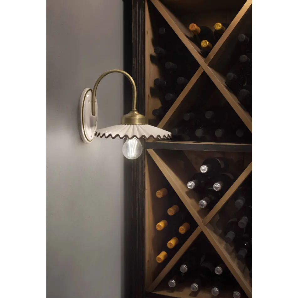 Pleated Glossy Ceramic Applique and Hand Painted Edge - Laquila Viadurini