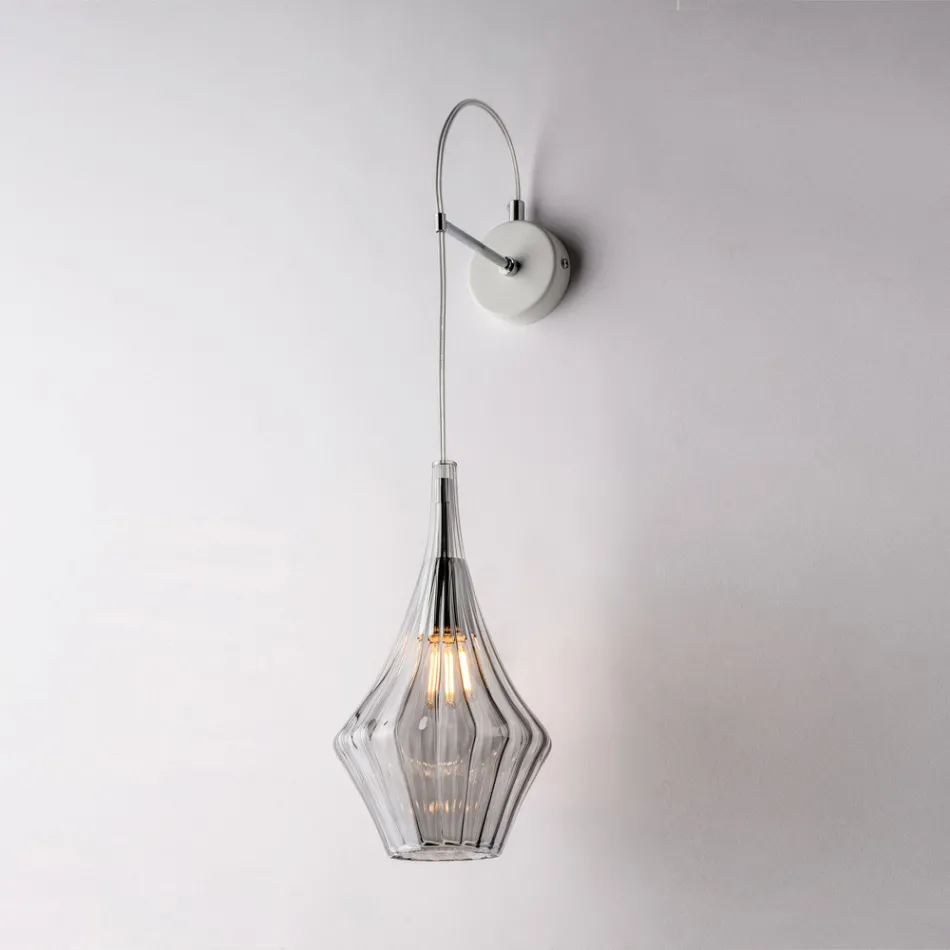 Iron Wall Lamp with Pyrex Glass Made in Italy for Interior Decor - Olimpo Viadurini