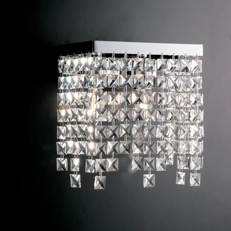 Chrome-Plated Iron Wall Lamp with Rhinestones Made in Italy for Interior Decorating - Africa Viadurini