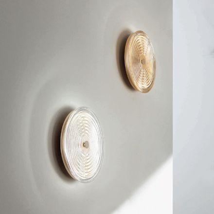 Wall Lamp in Painted Metal and Glass Decorated with Concentric Queues - Hackberry Viadurini