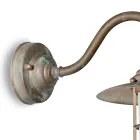 Vintage Brass Outdoor Wall Light, Opal Glass IP44 - Elfico Viadurini