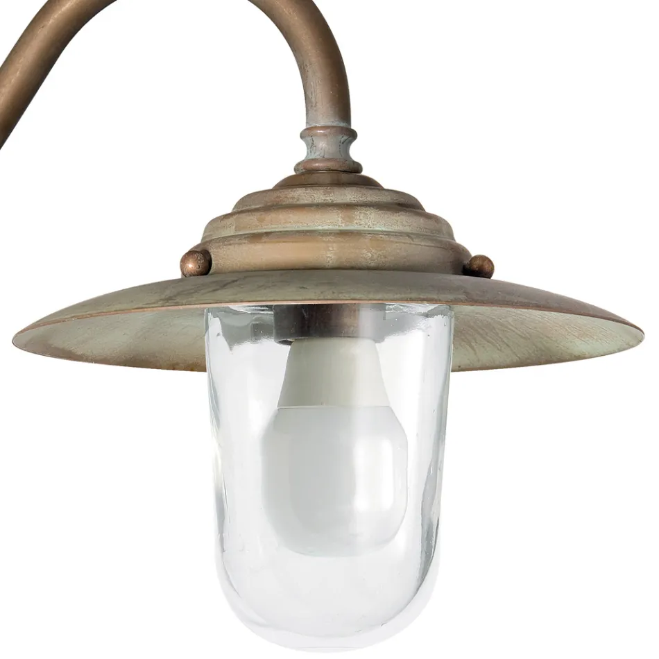 Vintage Brass Outdoor Wall Light, Clear Glass IP44 - Elfico Viadurini
