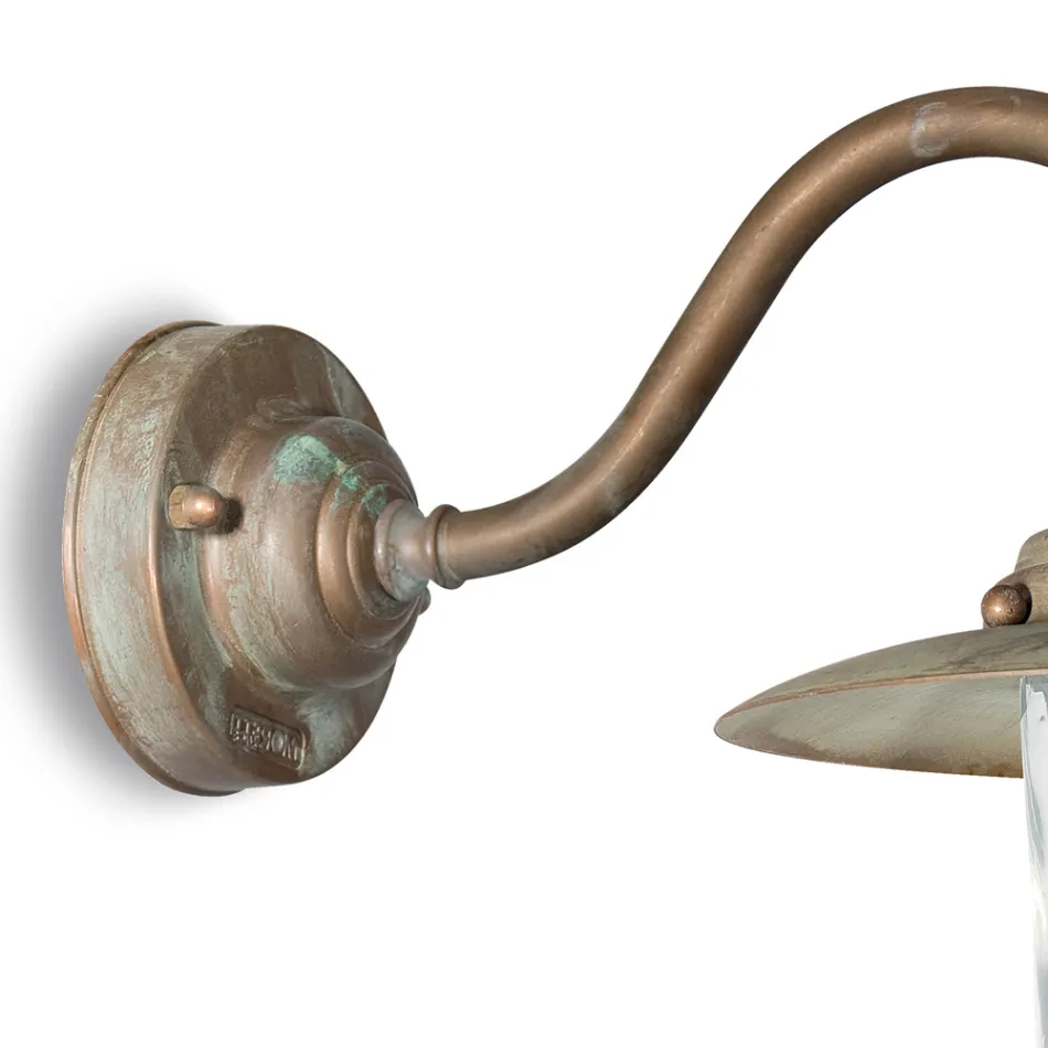 Vintage Brass Outdoor Wall Light, Clear Glass IP44 - Elfico Viadurini