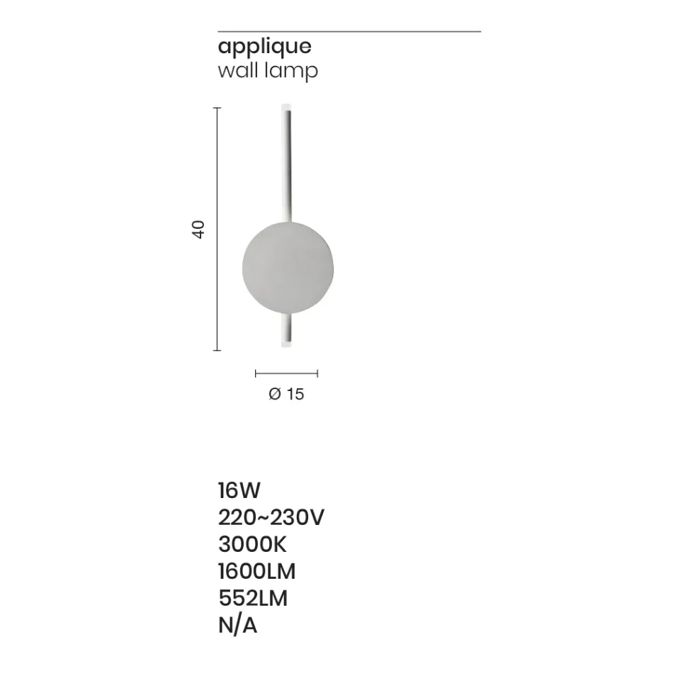 Modern Design LED Wall Lamp in White, Black or Gold Metal - Hand Viadurini