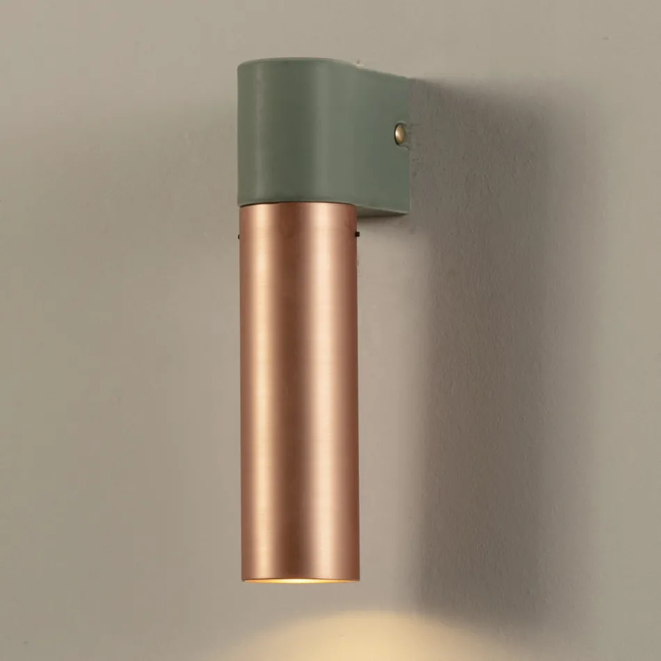 Modern Wall Lamp in Ceramic and Brushed Copper Made in Italy - Toscot Match Viadurini