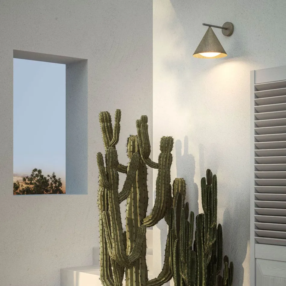 Outdoor Wall Light in Brass and Glass Made in Italy - Rain Viadurini