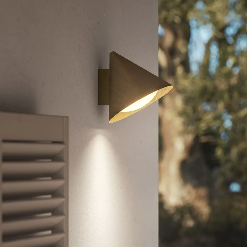 Outdoor Wall Light in Glass and Brass Made in Italy - Rain Viadurini