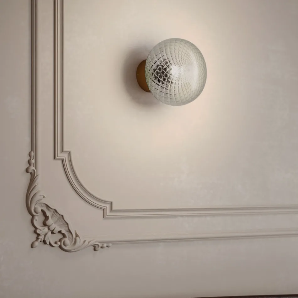 Indoor Wall Light in Grey Glass Made in Italy - Lucciola Viadurini