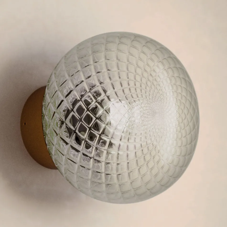 Indoor Wall Light in Grey Glass Made in Italy - Lucciola Viadurini