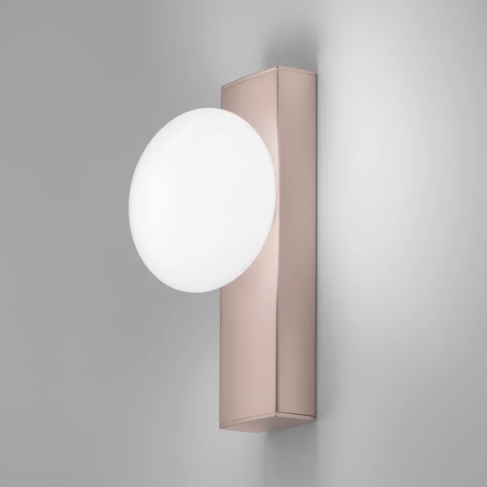 Wall or Ceiling Light in Aluminium and White Blown Glass Light - Alma Viadurini