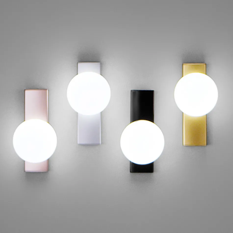 Wall or Ceiling Light in Aluminium and White Blown Glass Light - Alma Viadurini