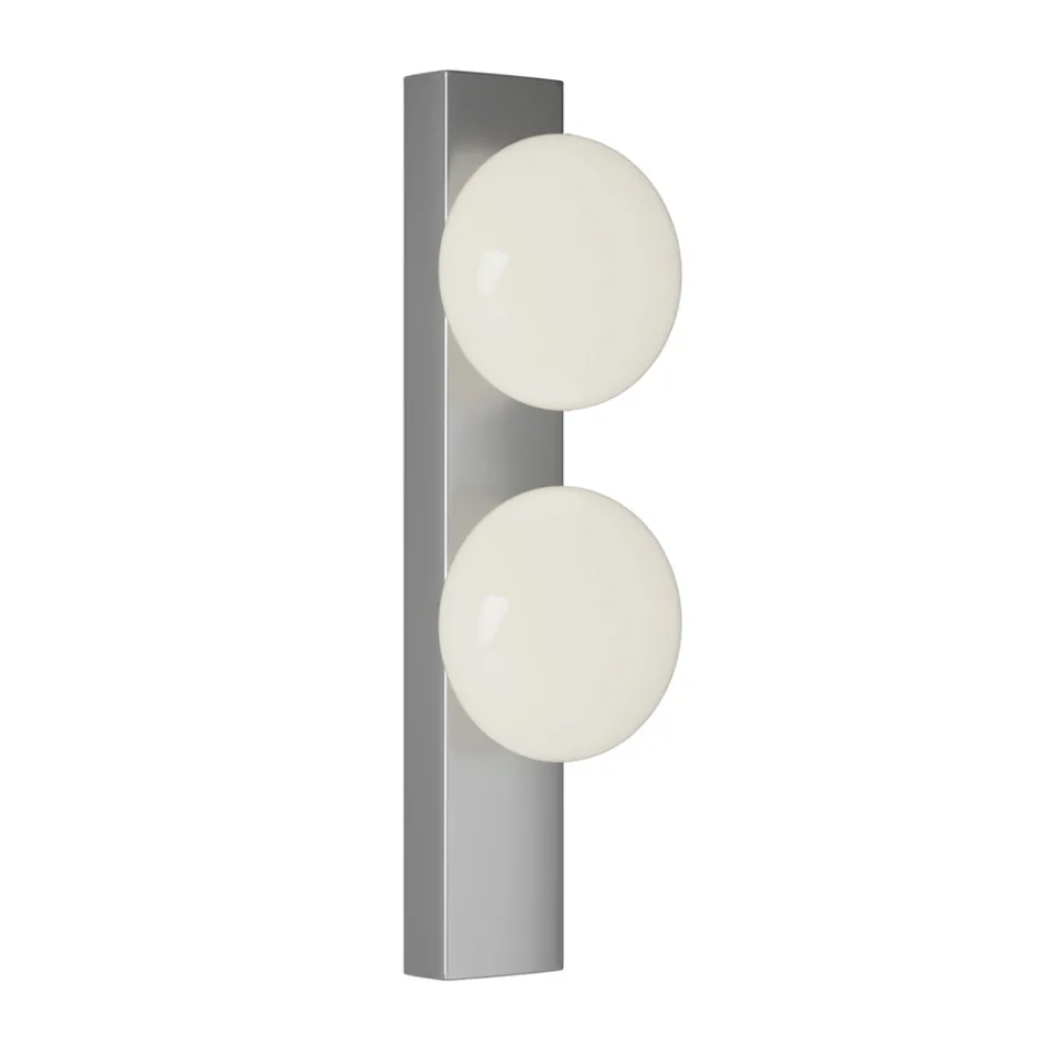 Wall or Ceiling Light in Aluminium and White Blown Glass Light - Alma Viadurini