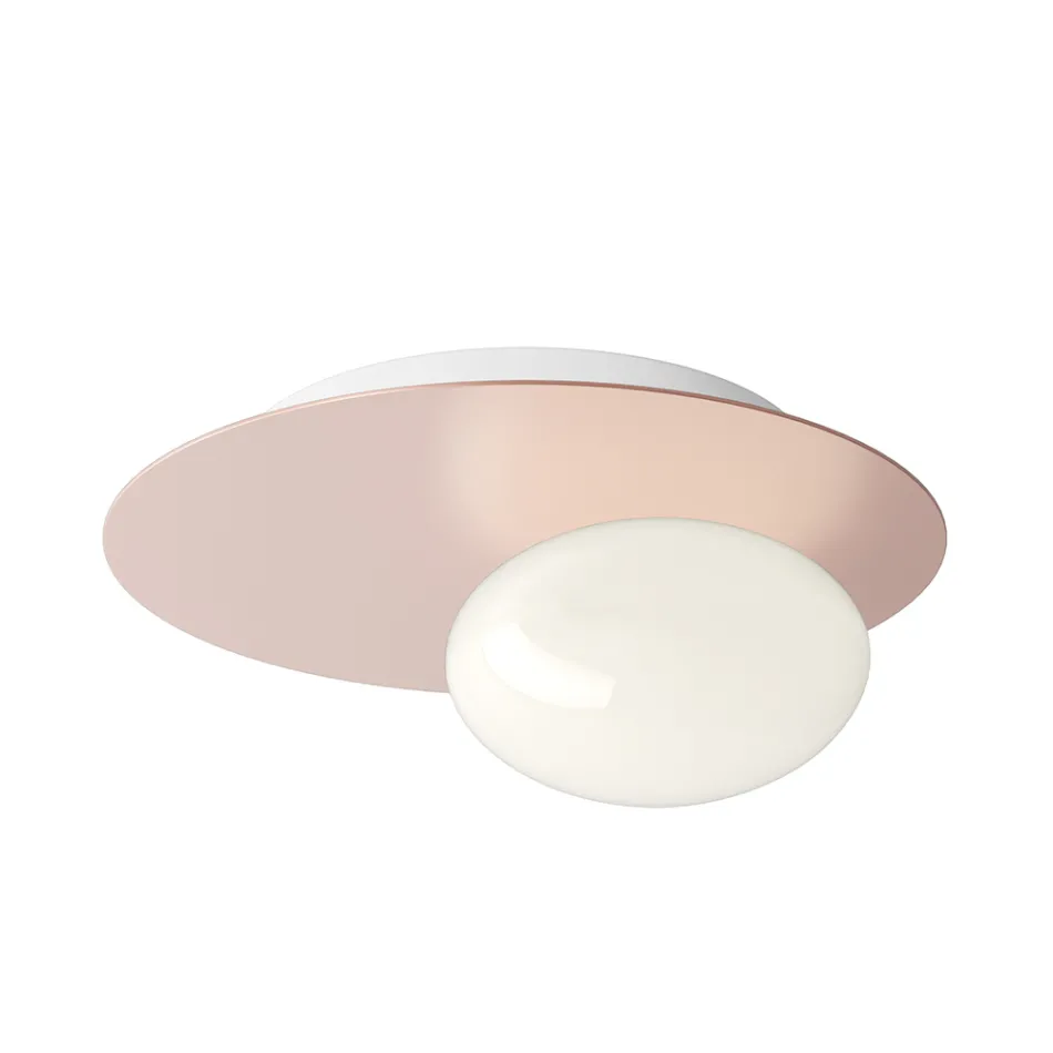 Wall or Ceiling Light in Aluminium, Metal, and White Glass Light - Luma Viadurini