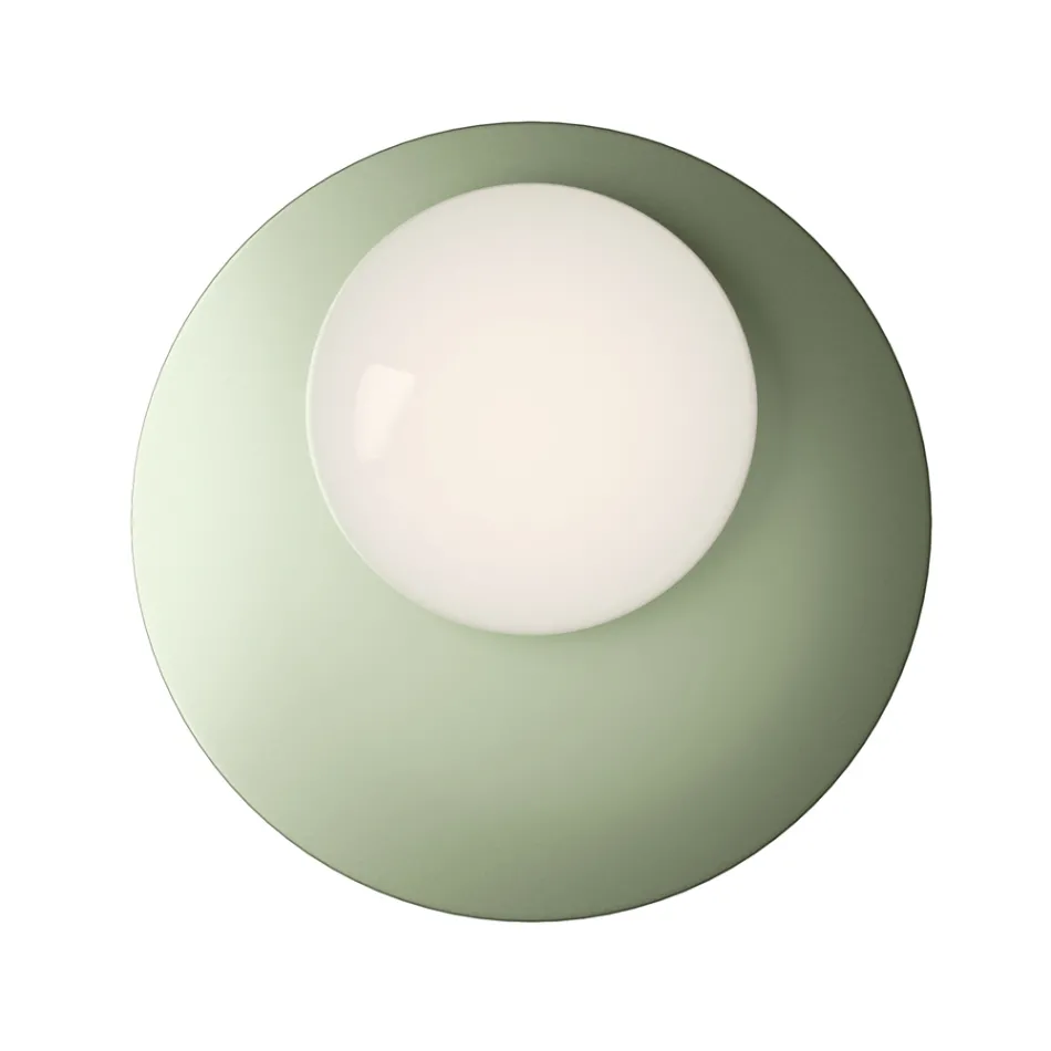 Wall or Ceiling Light in Aluminium, Metal, and White Glass Light - Luma Viadurini