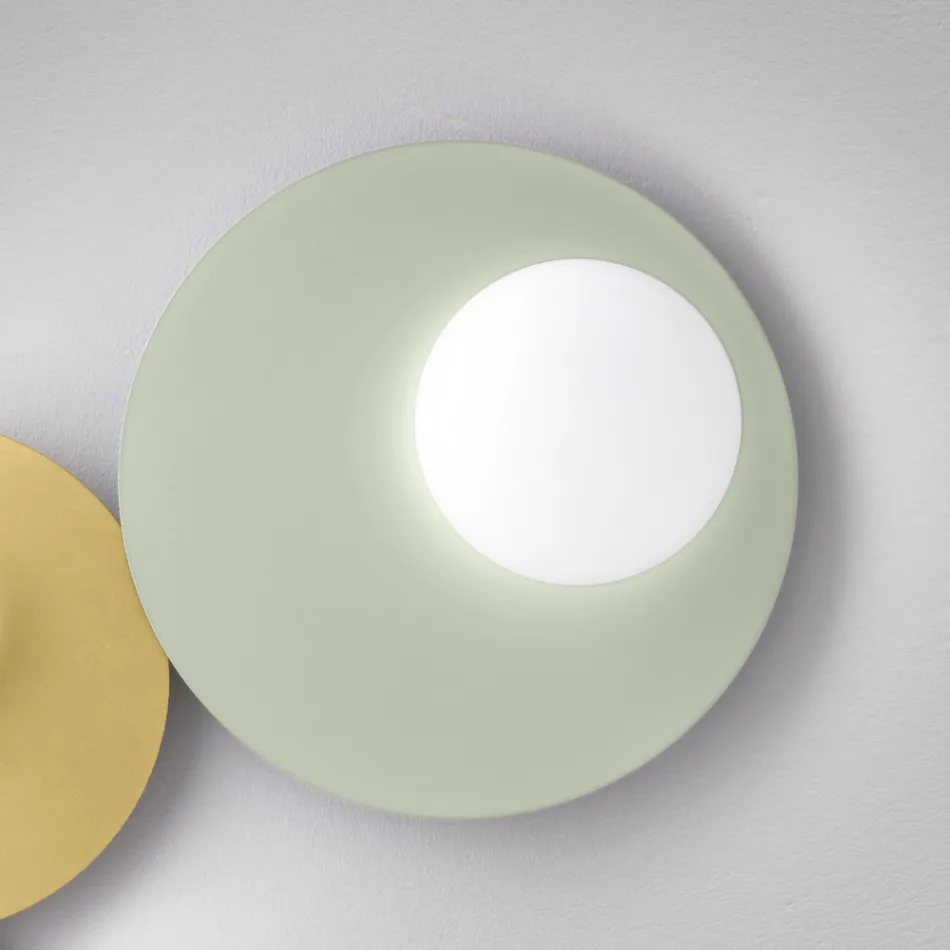 Wall or Ceiling Light in Aluminium, Metal, and White Glass Light - Luma Viadurini
