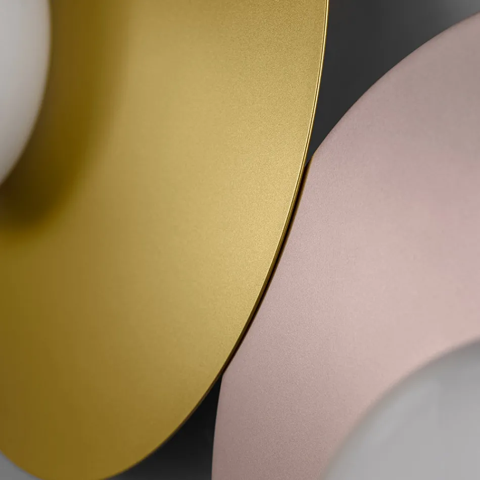 Wall or Ceiling Light in Aluminium, Metal, and White Glass Light - Luma Viadurini