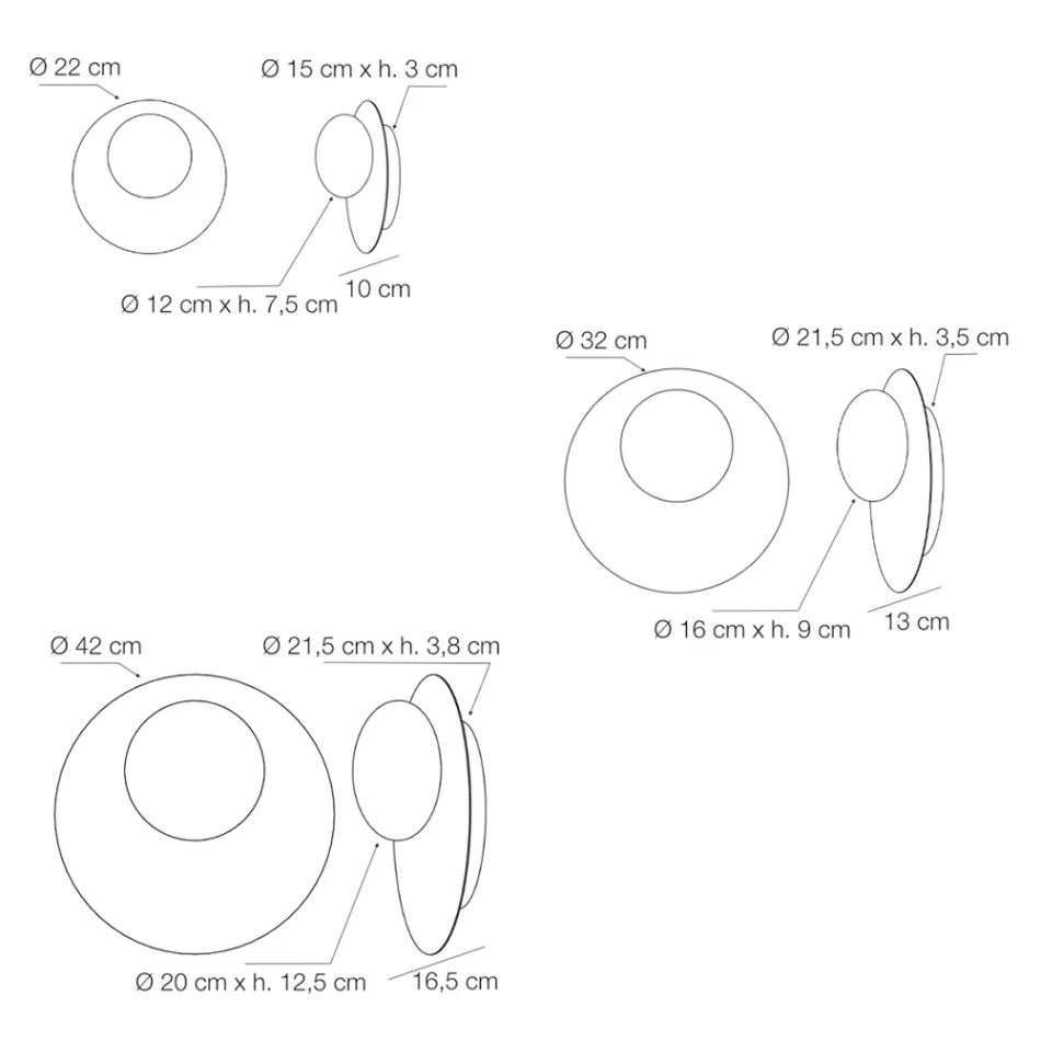 Wall or Ceiling Light in Aluminium, Metal, and White Glass Light - Luma Viadurini