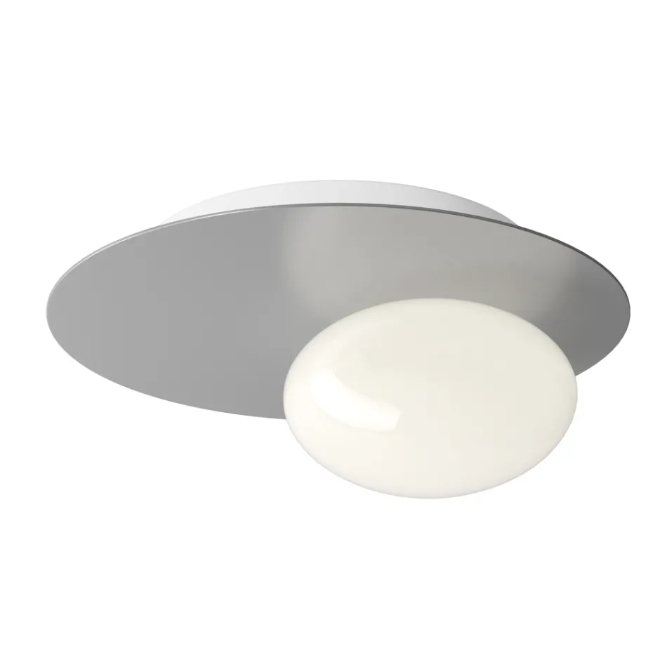 Wall or Ceiling Light in Aluminium, Metal, and White Glass Light - Luma Viadurini