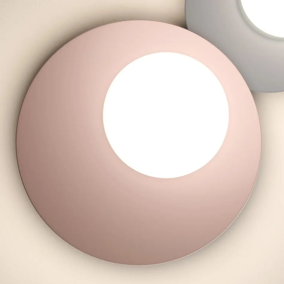 Wall or Ceiling Light in Aluminium, Metal, and White Glass Light - Luma Viadurini