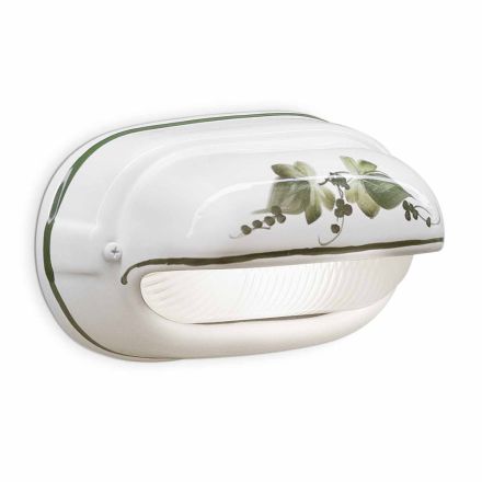Horizontal Outdoor Wall Lamp in Ceramic Hand Painted Flowers - Brindisi Viadurini