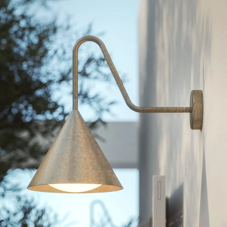 Outdoor Wall Lamp in Glass and Brass Made in Italy - Rain Viadurini