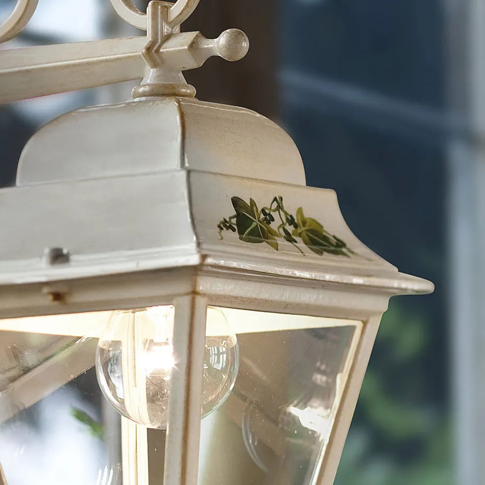 Outdoor Wall Lamp in White Aluminium and Hand Painted Decoration - Gorizia Viadurini