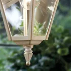 Outdoor Wall Lamp in White Aluminium and Hand Painted Decoration - Gorizia Viadurini