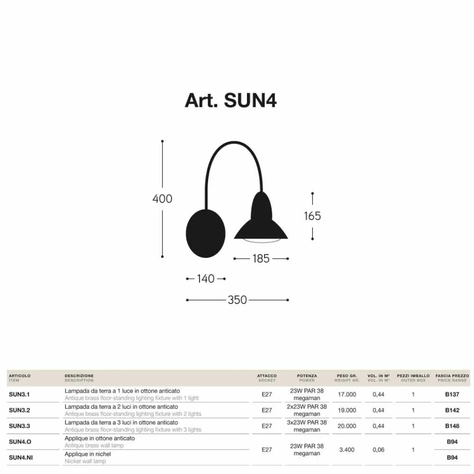Wall Outdoor brass nickel finish Jasmine Viadurini