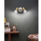 Round Wall Lamp 2 Spotlights in Brass and Hand Painted Ceramic - Savona Viadurini