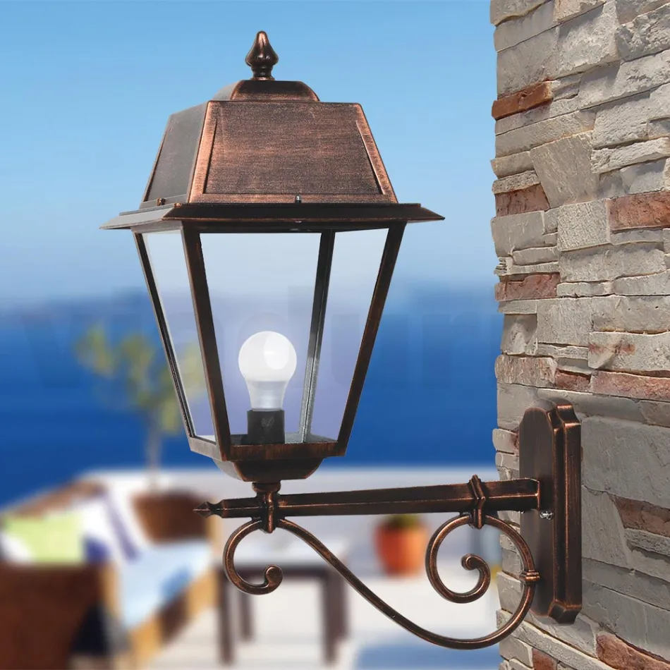 Vintage Outdoor Wall Lamp in Aluminium and Glass Made in Italy - Doroty Viadurini