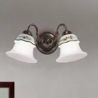 Vintage Iron, Glass and Ceramic Wall Lamp Hand Painted Decor - Ferrara Viadurini