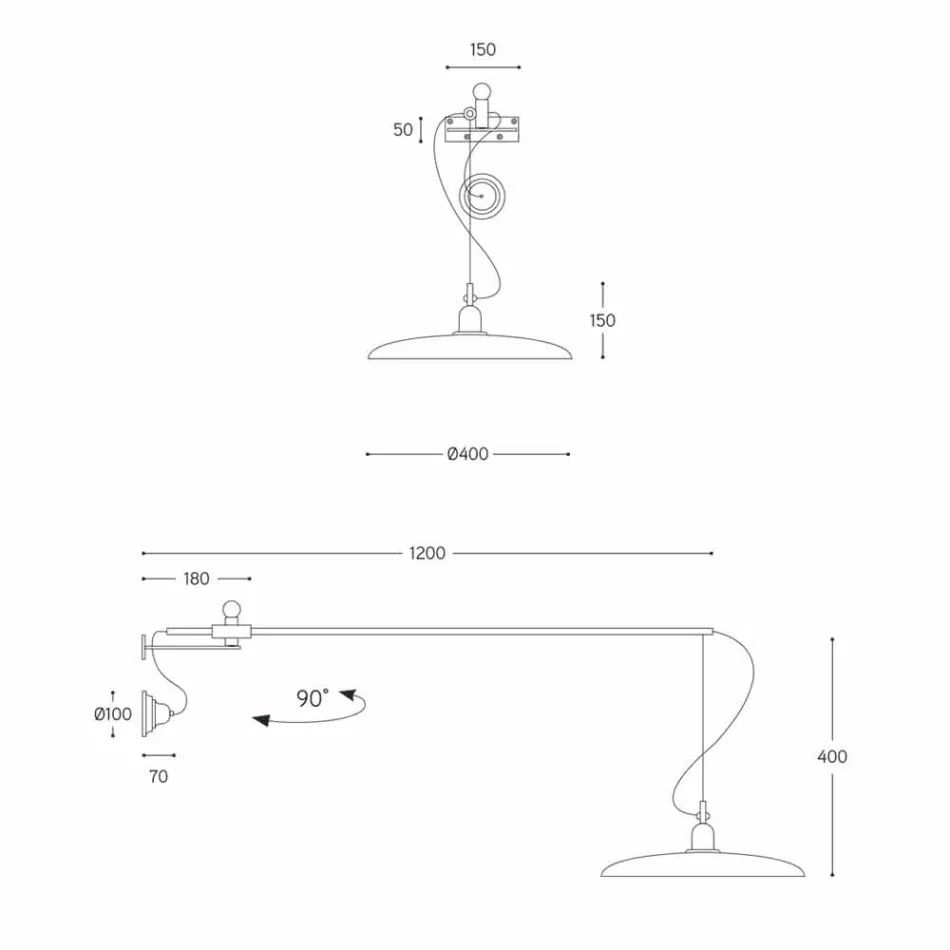 Vintage Brass Wall Lamp with Movable Arm - Meridiana Aldo Bernardi Viadurini