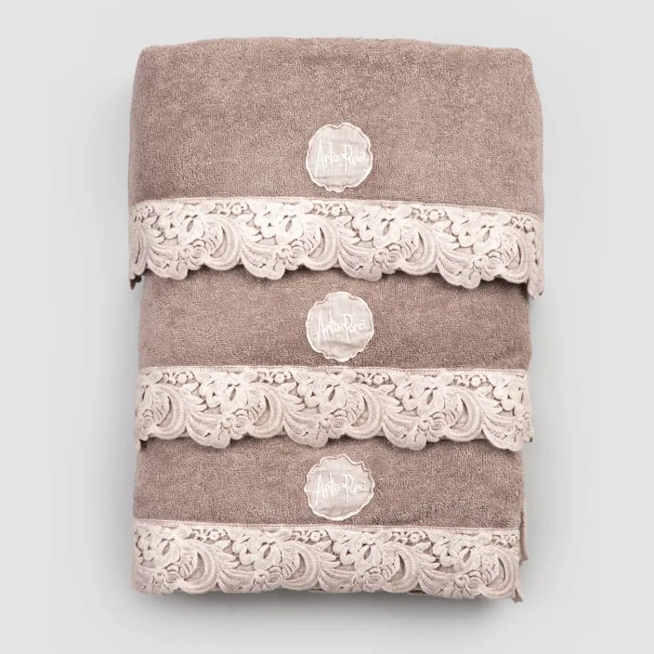Armonia Cotton and Lace Face Towels, Guest Towels and Bath Towels - Frollo Viadurini