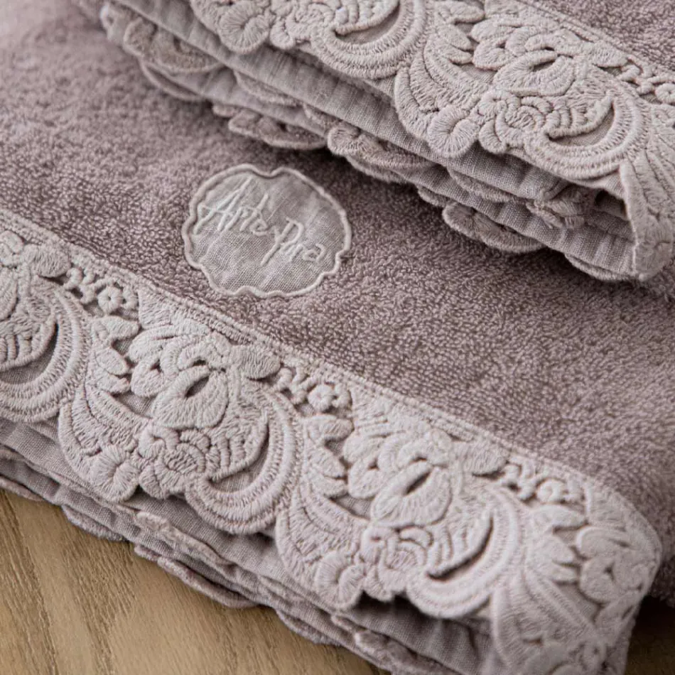 Armonia Cotton and Lace Face Towels, Guest Towels and Bath Towels - Frollo Viadurini