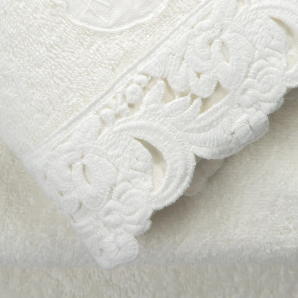 Armonia Cotton and Lace Face Towels, Guest Towels and Bath Towels - Frollo Viadurini