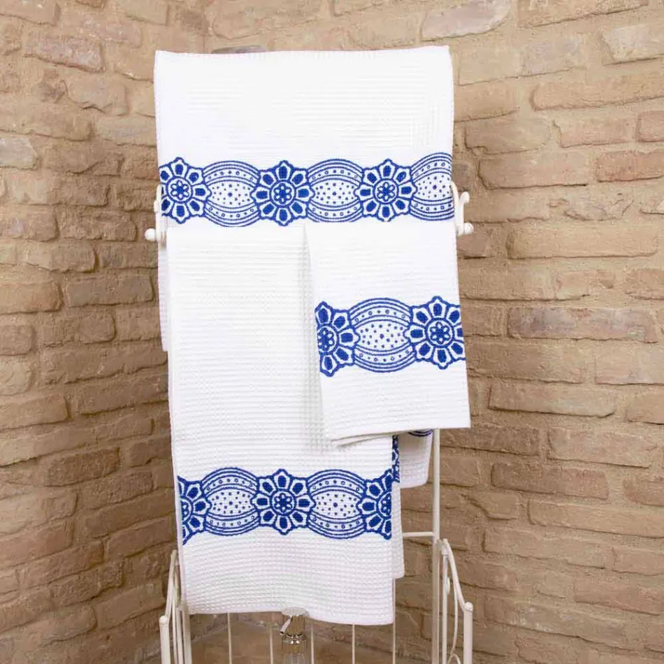 Italian Handcrafted Towel with Handmade Cotton Print - Trademarks Viadurini