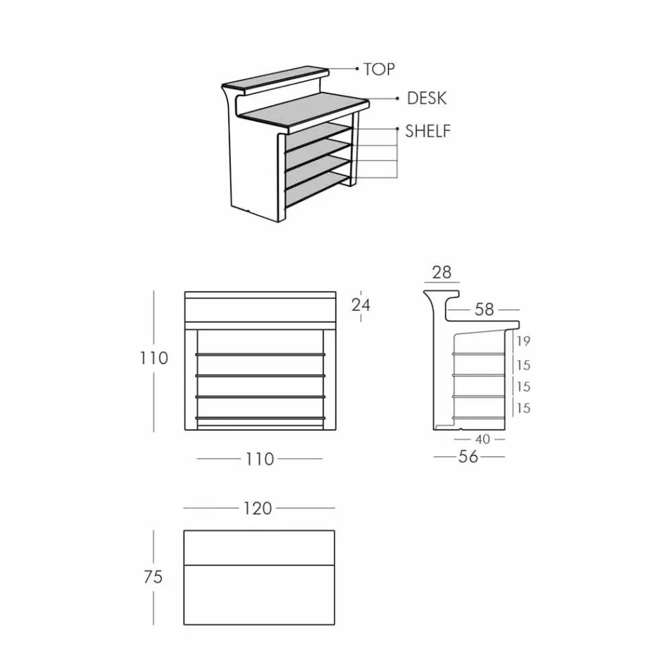 Modern style bar counter Slide Break Queue bright made in Italy Viadurini