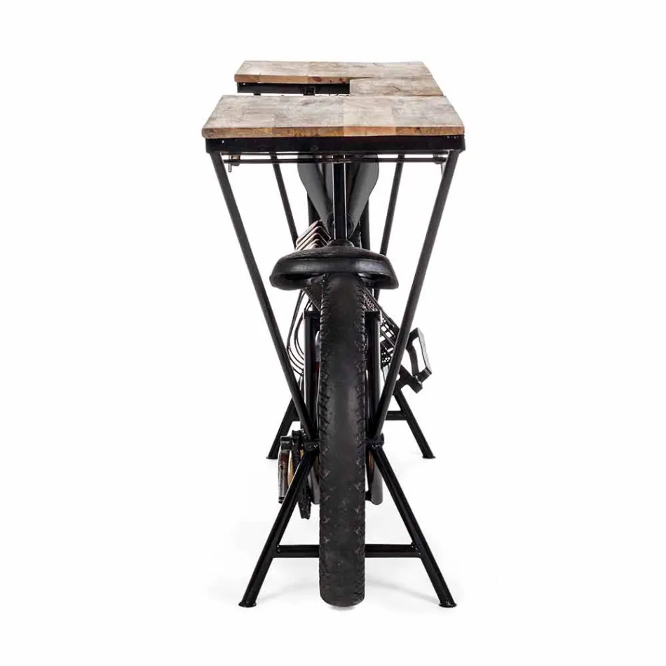 Modern Design Console Bar in Mango Wood and Steel Motorcycle - Shallot Viadurini