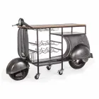 Bar Console in Mango Wood and Vespa in Steel of Modern Design - Shallot Viadurini