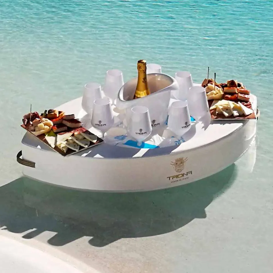 Trona nautical white eco-leather floating bar made in Italy Viadurini