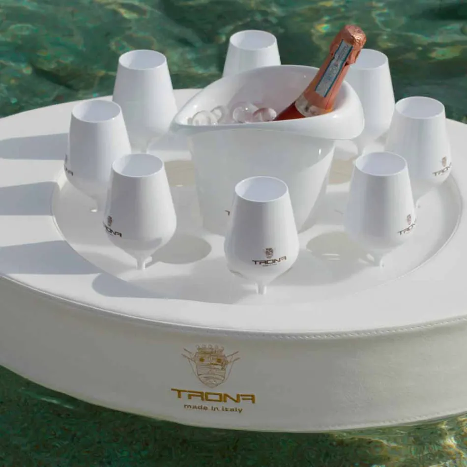 Trona nautical white eco-leather floating bar made in Italy Viadurini