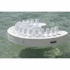 Trona floating bar in white nautical eco-leather and plexiglass Viadurini