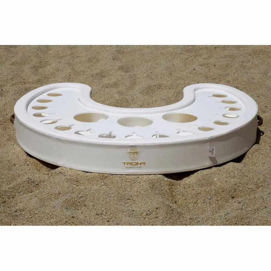 Trona floating bar in white nautical eco-leather and plexiglass Viadurini