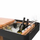 Modern Mobile Bar on Wheels Design with Wooden and Steel Table - Giancalliope Viadurini