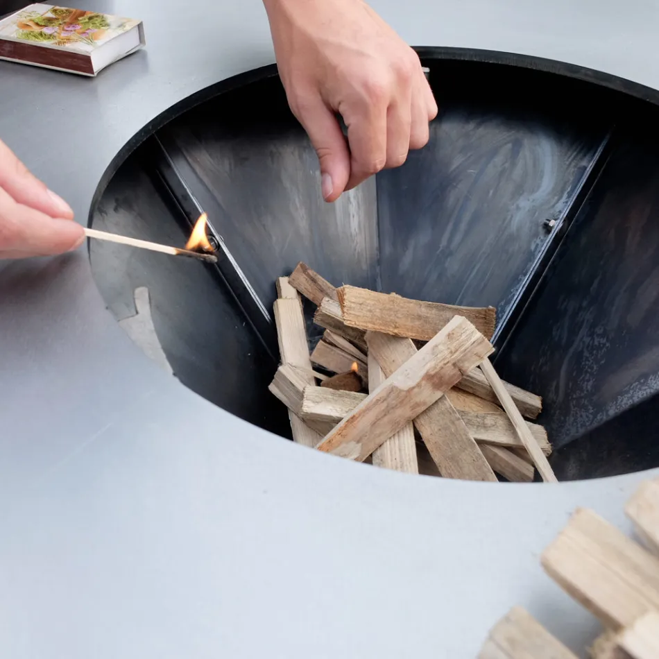 Wood-burning Garden Braai with Worktop and Plate for Cooking – Giorgione Viadurini
