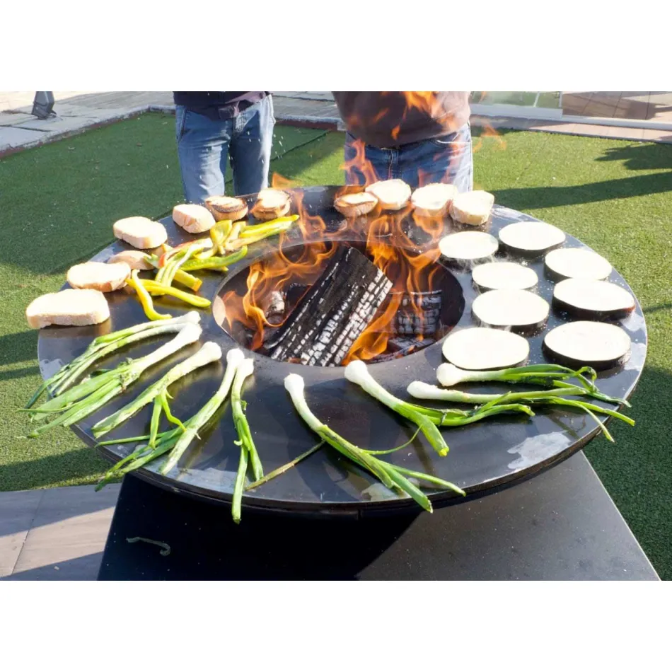 Wood-burning Garden Braai with Worktop and Plate for Cooking – Giorgione Viadurini