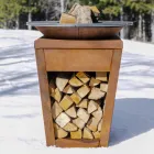 Wood Burning Braai With Cooking Plate And Wood Holder Compartment – Ferran Viadurini